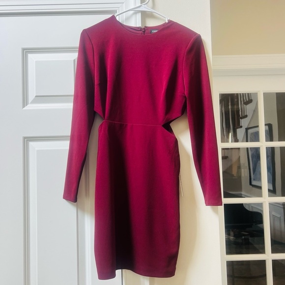 Express Dresses & Skirts - NWT Express xs cutout short dress.  Elegant Red Long-Sleeve Dress